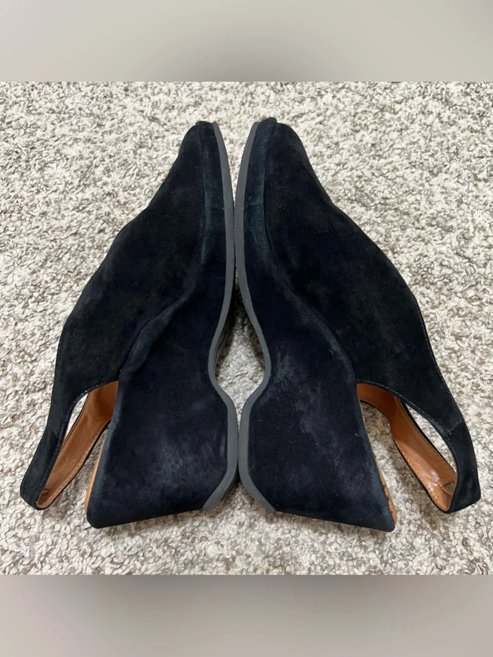 L’Amour Des Pieds Odetta Black Leather Suede Peep-Toe Platform Sandals Size 8.5